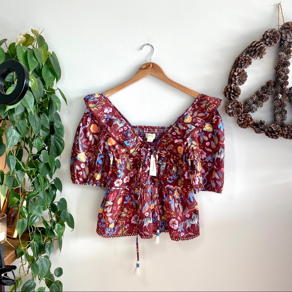 NWT MAEVE by Anthropologie Novelty Print Top Medium
